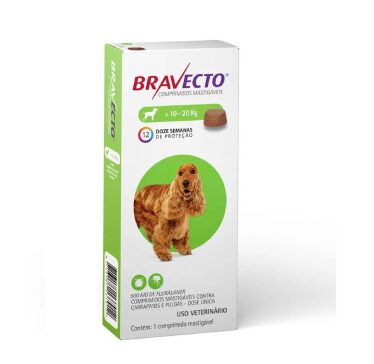Bravecto 10-20kg/22-44lb Garrapatas, Antipulgas y Sarnas Para Perros