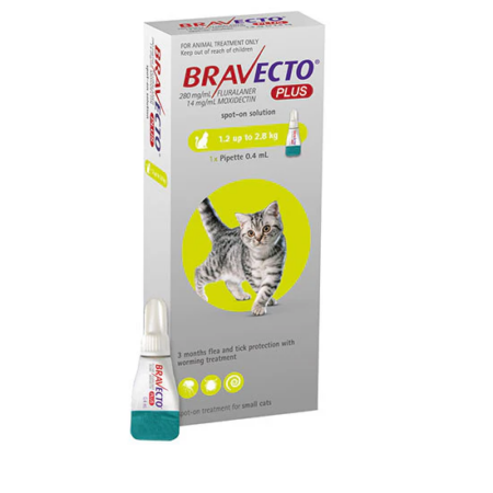 Bravecto PLUS 1.2-2.8 kg/2.65-5.29lb