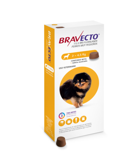 Bravecto 2-4kg/4.4-8.8lb Garrapatas, Antipulgas y Sarnas Para Perros